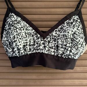 Sandro Black and White Textured Tank Top